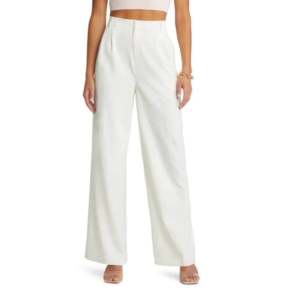 & Other Stories Off White Wide Leg High Rise Trousers 4